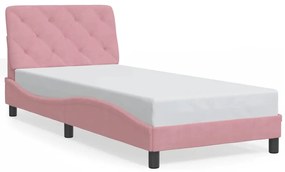 3207898 vidaXL Рамка за легло без матрак, розова, 90x190 см, кадифе