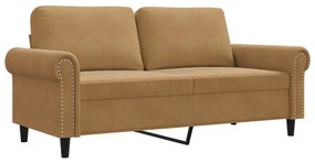 359536 vidaXL 2-местен диван, кафяво, 140 см, кадифе