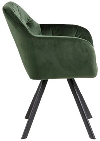 Зелен тапициран трапезен стол с подлакътници Lola – Actona