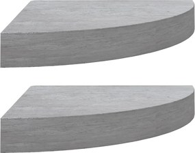 326643 vidaXL Стенни ъглови рафтове, 2 бр, бетонно сиво, 35x35x3,8 см, МДФ