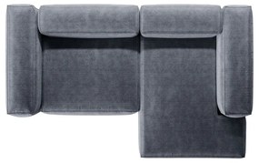 Сиво-син ъглов диван от рипсено кадифе (десен ъгъл) Bergano – Cosmopolitan Design