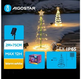 Aigostar - LED соларна коледна декорация 75см IP65, 0,26W, топла бяла