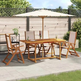 3279282 vidaXL Градински трапезен комплект, 5 части, акация масив и textilene