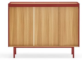 Червен нисък скрин от декор от дъб 110x85 cm Arista – Teulat