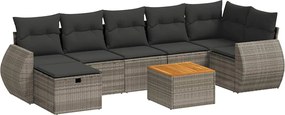 3265071 vidaXL Градински комплект диван с възглавници 8 части сив полиратан