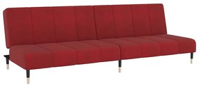 375879 vidaXL 2-местно разтегателно канапе, виненочервено, кадифе