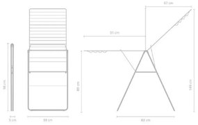 Сушилник за дрехи Brabantia Hangon 1004169, 25 м, 8 закачалки, Регулируем, Заключване за деца, Инокс