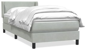3318021 vidaXL Боксспринг легло с матрак, светлосиво, 100x210 см, кадифе