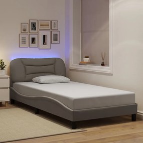 3213687 vidaXL Рамка за легло със светодиод без матрак, таупе, 100x200см, плат