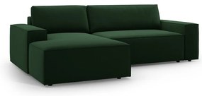 Тъмнозелен кадифен сгъваем/с място за съхранение ъглов диван (ляв ъгъл) Jodie – Micadoni