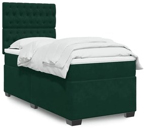 3290771 vidaXL Боксспринг легло с матрак, тъмнозелено, 80x200 см, кадифе