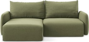 Зелен кадифен сгъваем/с място за съхранение ъглов диван (ляв ъгъл) Kalena – Makamii