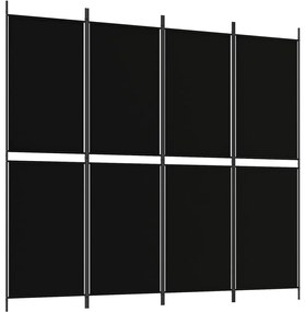 350217 vidaXL Параван за стая, 4 панела, черен, 200x180 cм, плат