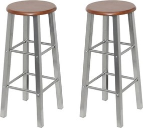 277174 vidaXL Бар табуретки, 4 бр, сребристо и кафяво, МДФ