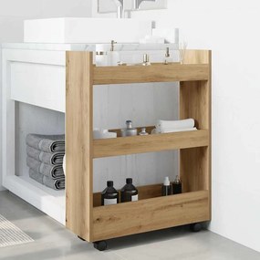 855258 vidaXL Тясна количка за съхранение 3 нива дъб артизан инженерно дърво