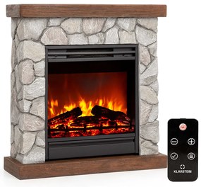 Klarstein Lienz, електрическа камина, 1800 W, външен вид камък, дистанционно управление, кафяво