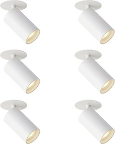 Комплект от 6 модерни вградени спота бели GU10 50mm IP44 - Chels