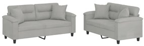 3202327 vidaXL Комплект дивани 2 части с възглавници светлосив плат микрофибър