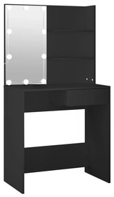 808802 vidaXL Тоалетка с LED, черна, 74,5x40x141 см