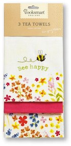 Комплект от 3 памучни чаени кърпи Be Happy Bee Happy - Cooksmart ®