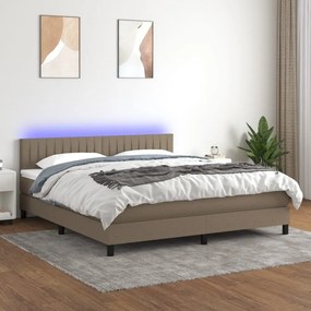 3133329 vidaXL Боксспринг легло с матрак и LED, таупе, 160x200 см, плат