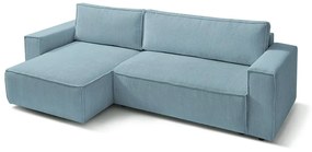 Светлосин велурен разтегателен диван Nihad - Bobochic Paris