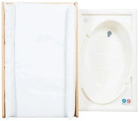 Маса за повиване от декор от бреза в бял и естествен цвят Baby Pool – Roba