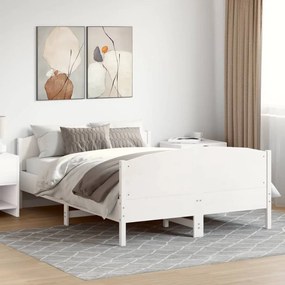 3216168 vidaXL Рамка за легло без матрак, бял, 160x200 см, бор масив