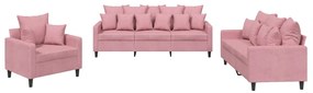 3201683 vidaXL Комплект дивани от 3 части с възглавници, розов, кадифе