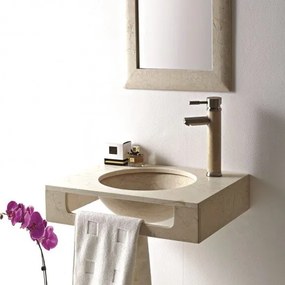 Мивка за баня ICL 4712S, стенен монтаж, с отвор за смесител, мрамор, пясъчен, 60x47x12см