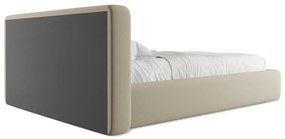 Бежово двойно тапицирано легло с място за съхранение и включена подматрачна рамка 140x200 cm Kiana – Makamii