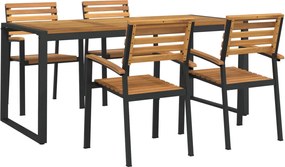 3155410 vidaXL Градински трапезен комплект, 5 части, акация масив и метал