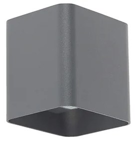 Модерна стенна лампа тъмно сива с LED IP54 квадратна - Evi