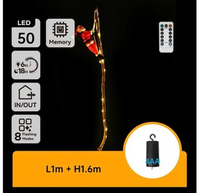 Aigostar - LED външна коледна декорация LED/4xAA IP44 Дядо Коледа с парашут