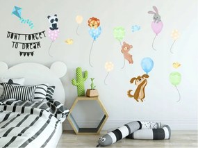 Весел детски стикер за стена Animals On Balloons 60 x 120 cm
