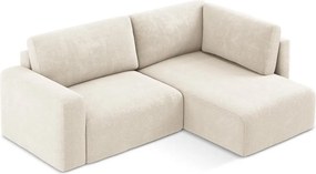 Кремав шенилов сгъваем/с място за съхранение ъглов диван (десен ъгъл/L форма) Kona – Makamii