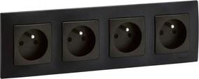 Legrand - Четворна домашна контактна розетка с рамка NILOE 250V черна
