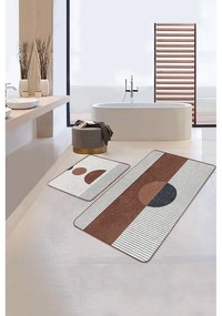 Бяло-кафяви изтривалки за баня в комплект от 2 бр. 60x100 cm - Mila Home
