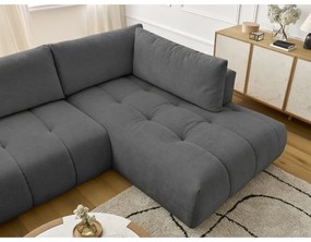 Тъмносив сгъваем/с място за съхранение ъглов диван (десен ъгъл/U форма) Fuji – Bobochic Paris