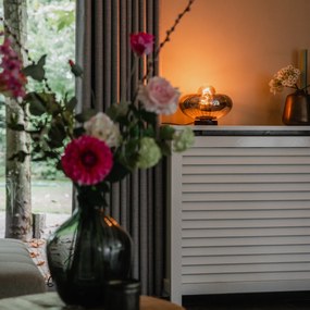 Арт Деко настолна лампа черна с опушено стъкло - Ayesha