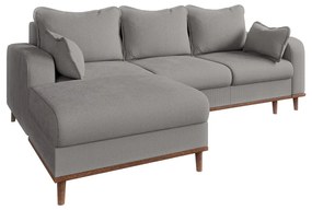 Светлосив ъглов диван от рипсено кадифе (ляв ъгъл) Beata – Ropez