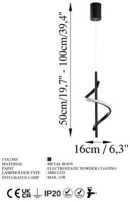Черно LED висящо осветително тяло ø 16 cm Likma – Opviq lights