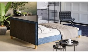 Синьо тапицирано двойно легло с решетка 160x200 cm Tina - Ropez