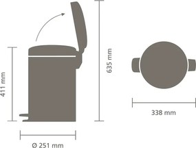 Кош за боклук с педал Brabantia NewIcon 649029, 12 л, Плавно затваряне, Противоплъзгаща основа, Черен