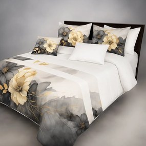 Елегантна покривка за легло с флорален десен в сиви нюанси Ширина: 220 см | Дължина: 240 см