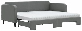 3196845 vidaXL Канапе с изтеглящо легло и матрак тъмносиво 90x190 см плат