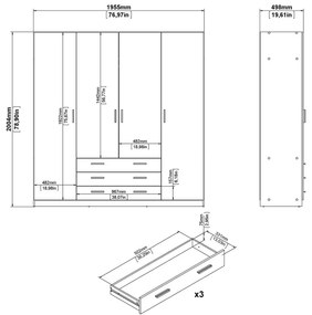 Гардероб от декор от дъб естествен 196x200 cm Sprint – Tvilum