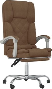 349684 vidaXL Масажен наклоняем офис стол, кафяв, текстил