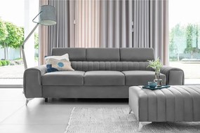 Светлосив кадифен разтегателен диван 261 cm Laurence – ELTAP