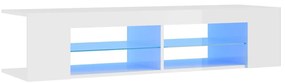804235 vidaXL ТВ шкаф с LED осветление, бял гланц, 135x39x30 см